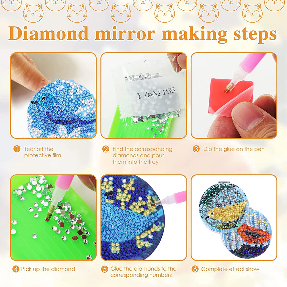 DIY Crystal Diamond Mirror Art Craft Set Paint by Number Kits for Adult and Kids