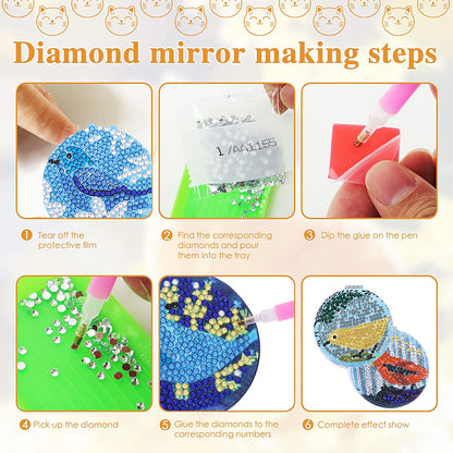 DIY Crystal Diamond Mirror Art Craft Set Paint by Number Kits for Adult and Kids
