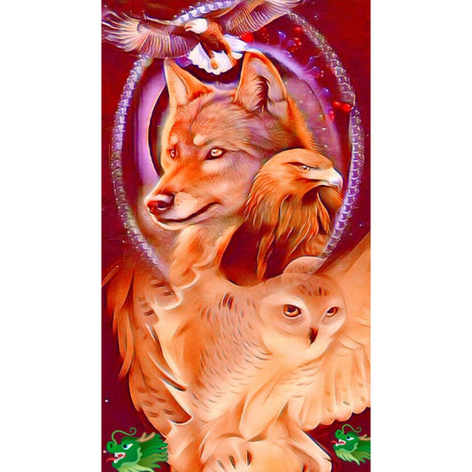 Wolf And Eagle - Full Round Drill Diamond Painting 40*70CM