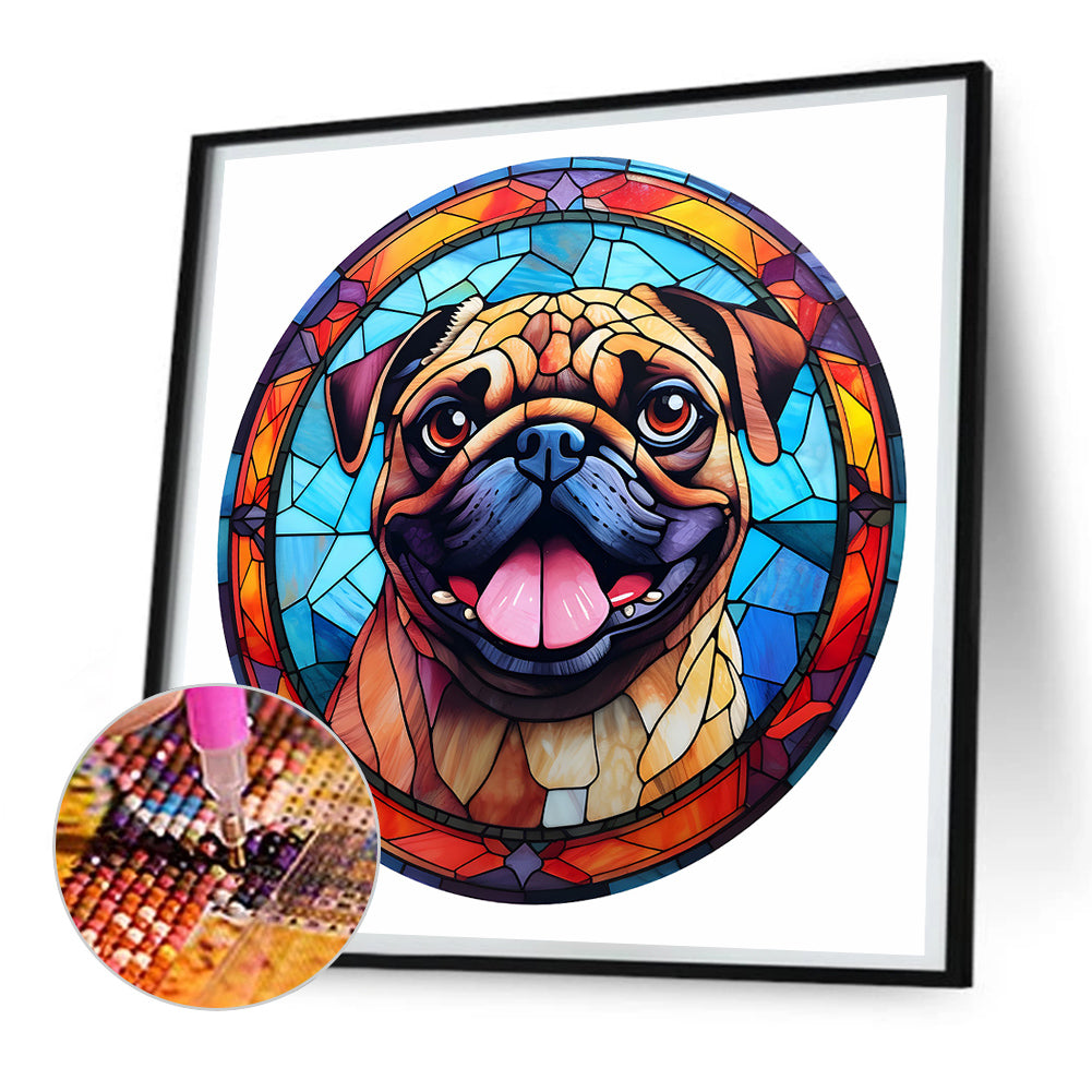 Dog Glass Painting - Full Round Drill Diamond Painting 30*30CM