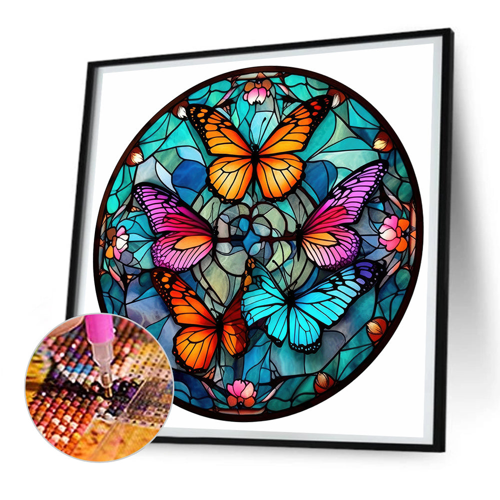 Butterfly Glass Painting - Full Round Drill Diamond Painting 30*30CM