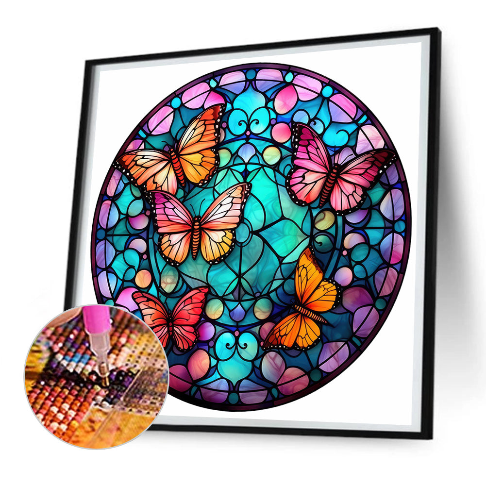 Butterfly Glass Painting - Full Round Drill Diamond Painting 30*30CM