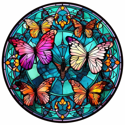 Butterfly Glass Painting - Full Round Drill Diamond Painting 30*30CM