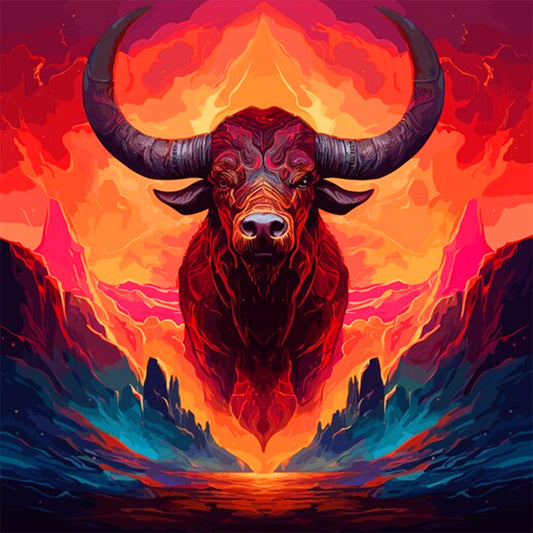 Cow In Flames - Full Round Drill Diamond Painting 30*30CM