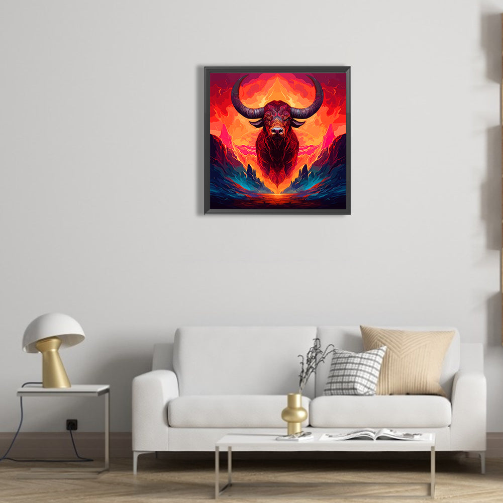 Cow In Flames - Full Round Drill Diamond Painting 30*30CM