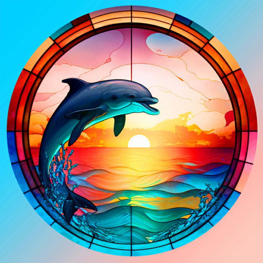 Dolphins At Sunset - Full Round Drill Diamond Painting 30*30CM