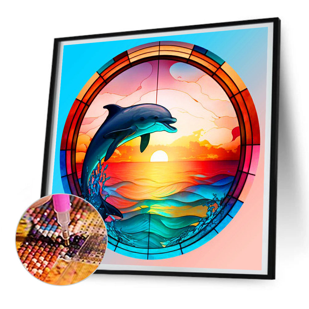 Dolphins At Sunset - Full Round Drill Diamond Painting 30*30CM