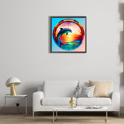 Dolphins At Sunset - Full Round Drill Diamond Painting 30*30CM