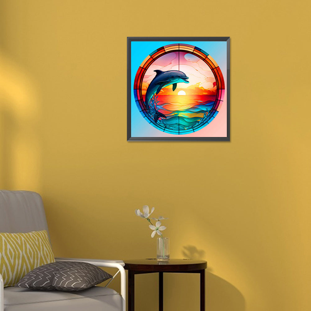 Dolphins At Sunset - Full Round Drill Diamond Painting 30*30CM