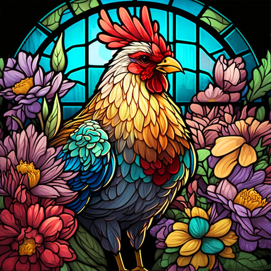 Glass Painted Rooster - Full Round Drill Diamond Painting 30*30CM