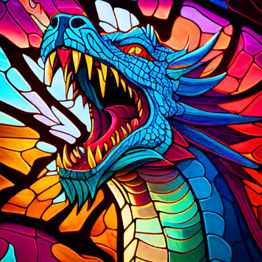 Roaring Blue Dragon - Full Round Drill Diamond Painting 30*30CM