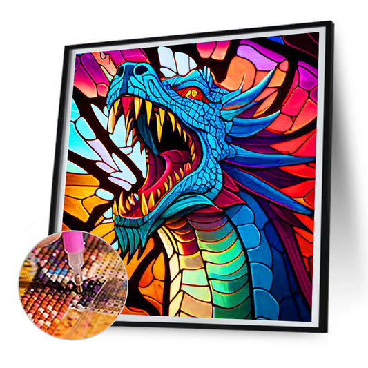 Roaring Blue Dragon - Full Round Drill Diamond Painting 30*30CM