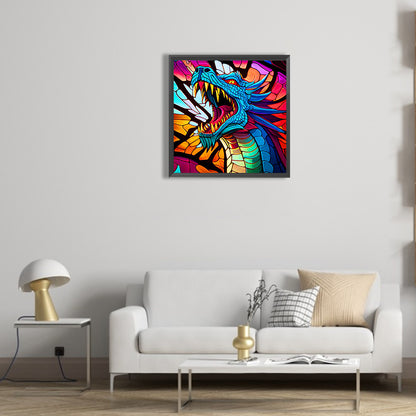 Roaring Blue Dragon - Full Round Drill Diamond Painting 30*30CM