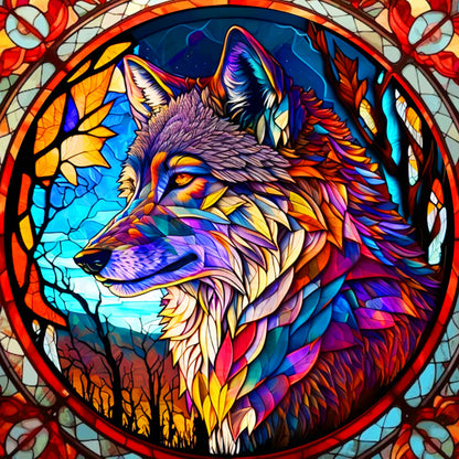 Colorful Wolf - Full Round Drill Diamond Painting 30*30CM
