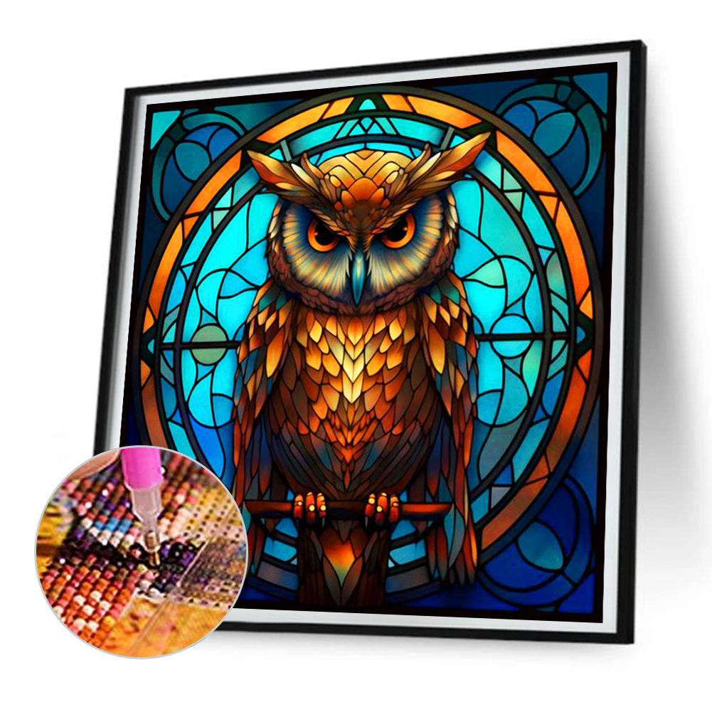 Serious Owl - Full Round Drill Diamond Painting 30*30CM