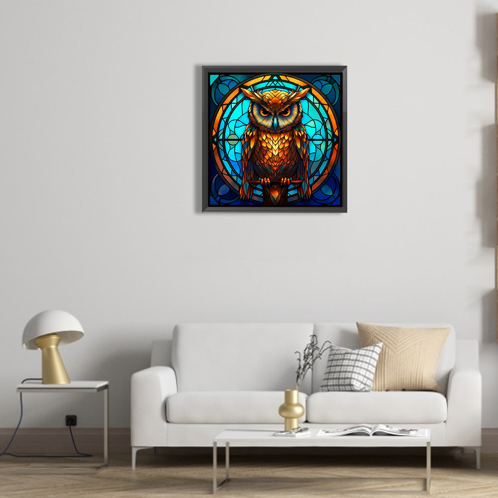 Serious Owl - Full Round Drill Diamond Painting 30*30CM