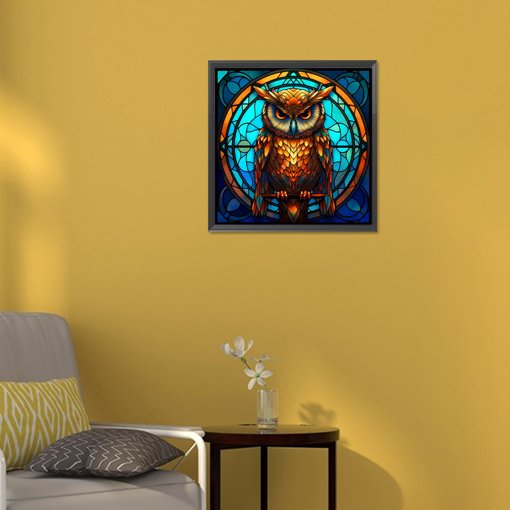 Serious Owl - Full Round Drill Diamond Painting 30*30CM