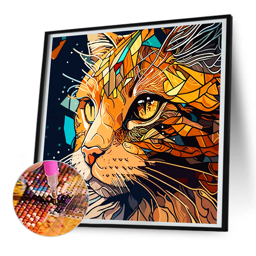 Focused Cat - Full Round Drill Diamond Painting 30*30CM