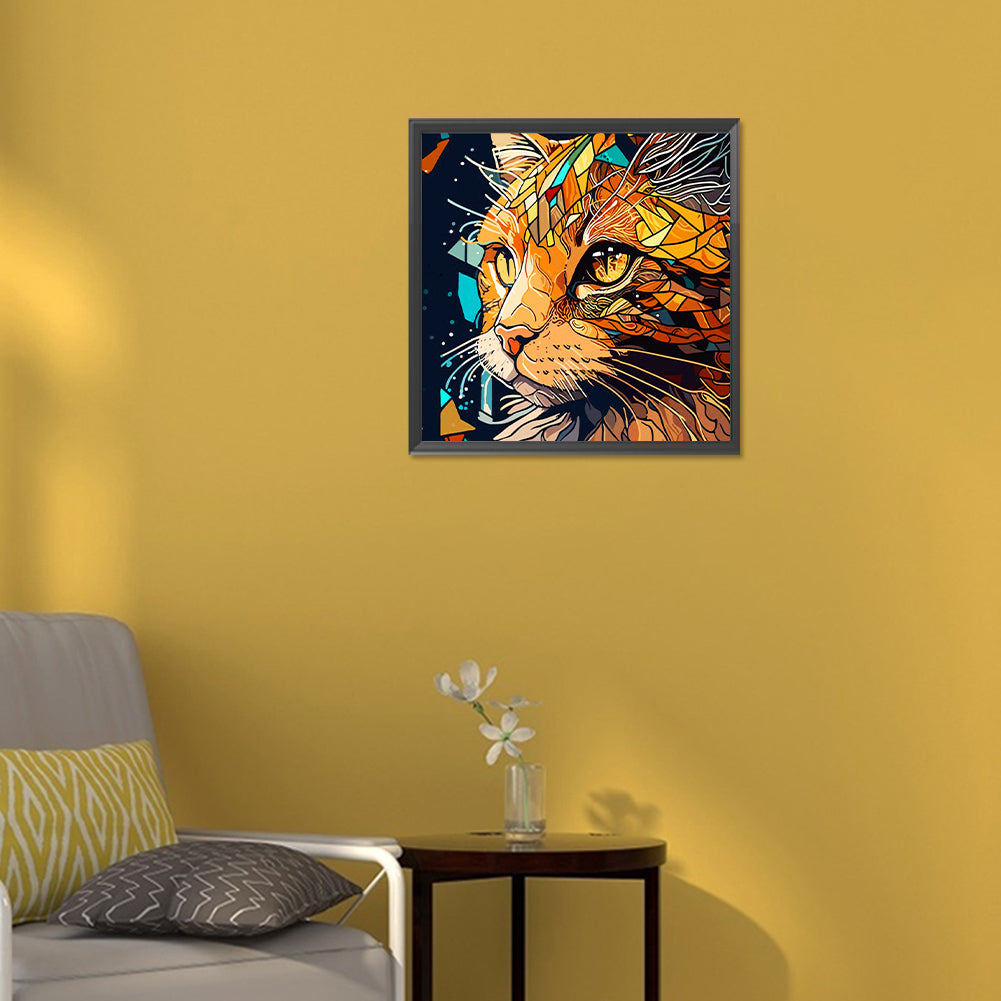 Focused Cat - Full Round Drill Diamond Painting 30*30CM