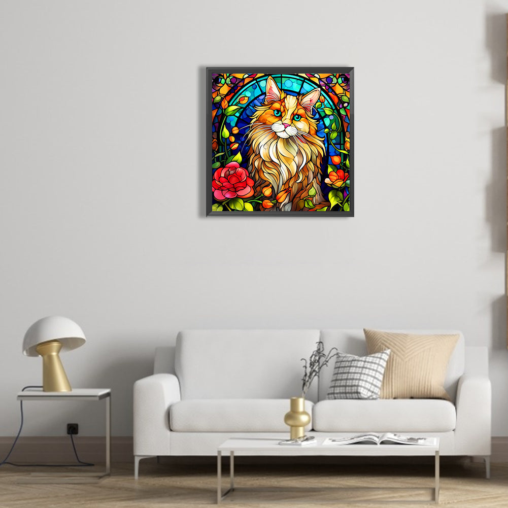 Cat With Tilted Head - Full Round Drill Diamond Painting 30*30CM