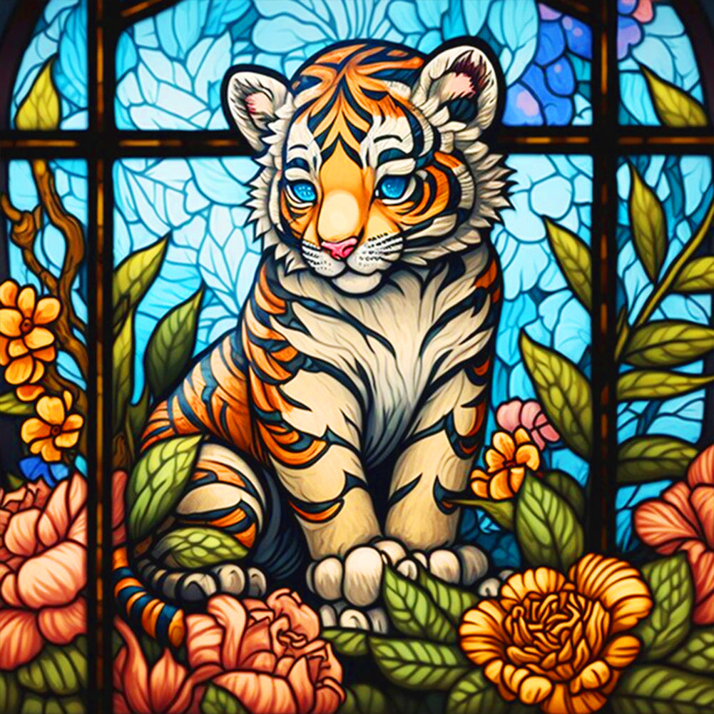 Sad Little Tiger - Full Round Drill Diamond Painting 30*30CM