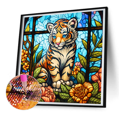 Sad Little Tiger - Full Round Drill Diamond Painting 30*30CM