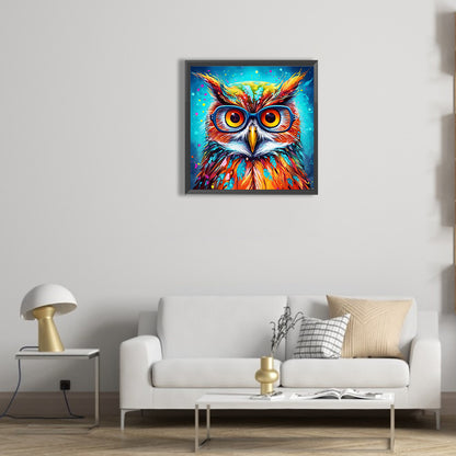Owl With Glasses - Full Round Drill Diamond Painting 30*30CM