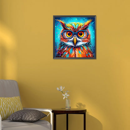 Owl With Glasses - Full Round Drill Diamond Painting 30*30CM