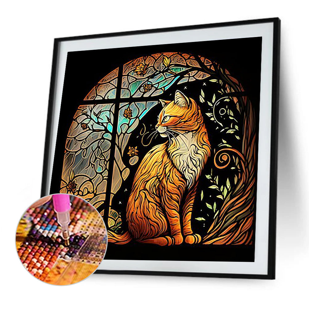 Cat - Full Round Drill Diamond Painting 35*35CM