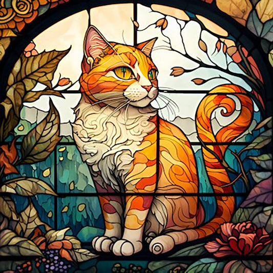 Cat - Full Round Drill Diamond Painting 35*35CM