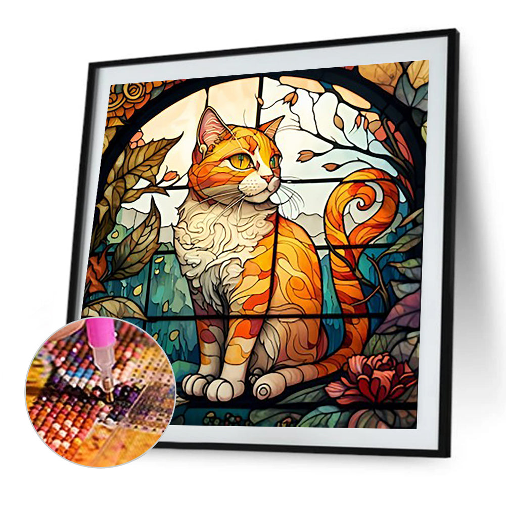 Cat - Full Round Drill Diamond Painting 35*35CM