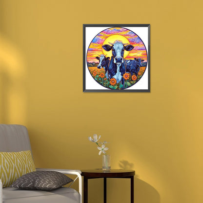 Sunflowers And Cows - Full Round Drill Diamond Painting 30*30CM