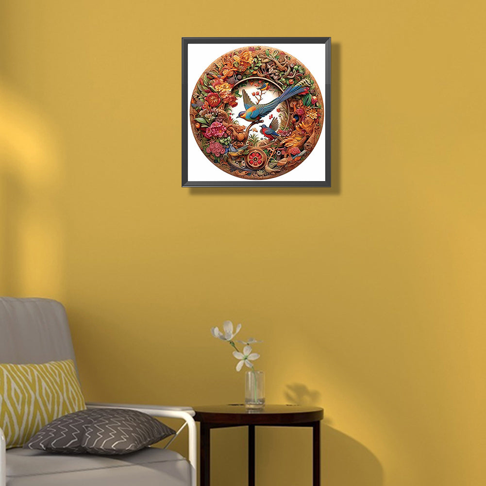 Hummingbird Medal Flower And Bird - Full Round Drill Diamond Painting 35*35CM