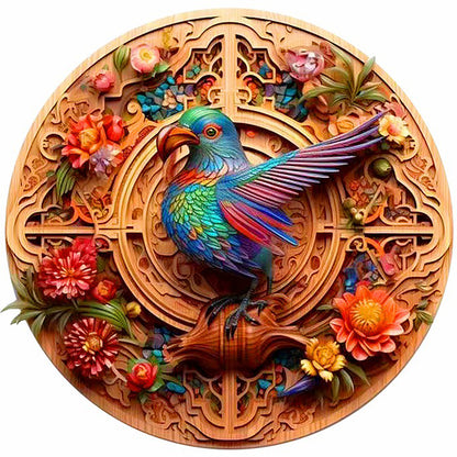 Parrot Round Card Flowers And Birds - Full Round Drill Diamond Painting 35*35CM