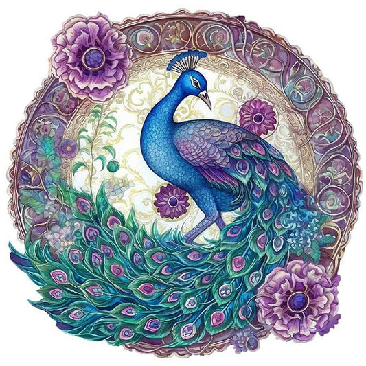 Round Card Peacock - Full Round Drill Diamond Painting 35*35CM