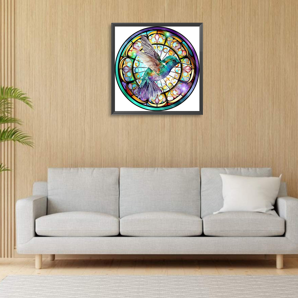 Round Plate Glass Painting Hummingbird - Full Round Drill Diamond Painting 30*30CM