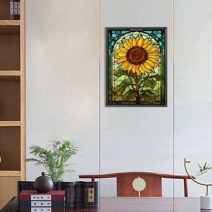 SuNFLower Glass Painting - Full Round Drill Diamond Painting 30*40CM