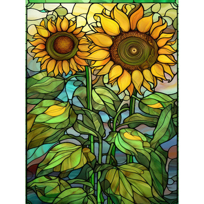 SuNFLower Glass Painting - Full Round Drill Diamond Painting 30*40CM