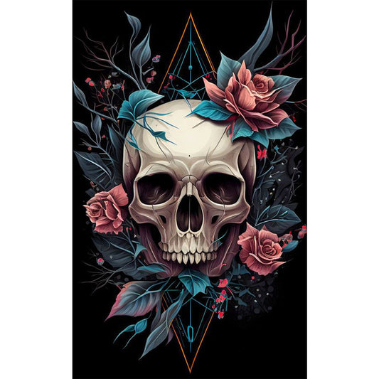 Skull Flowers - AB Dril Square Diamond Painting 30*50CM