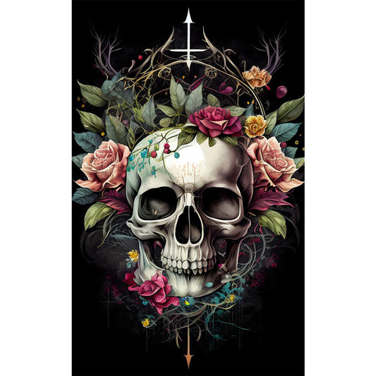 Skull Flowers - AB Dril Square Diamond Painting 30*50CM