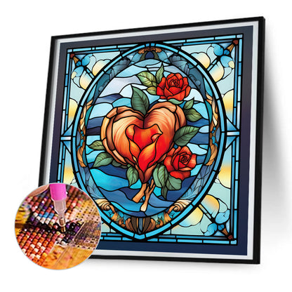 Sincere Heart Glass Painting - Full Round Drill Diamond Painting 30*30CM