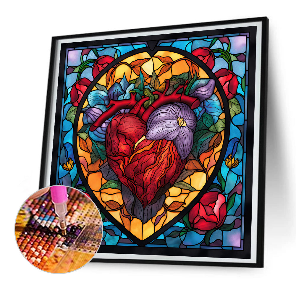 Sincere Heart Glass Painting - Full Round Drill Diamond Painting 30*30CM