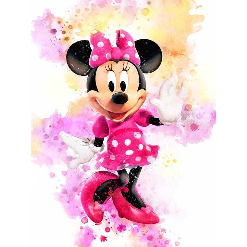 Watercolor Disney Minnie Mouse - Full Round Drill Diamond Painting 30*40CM