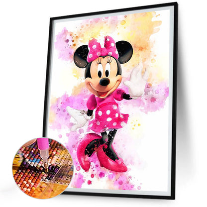 Watercolor Disney Minnie Mouse - Full Round Drill Diamond Painting 30*40CM