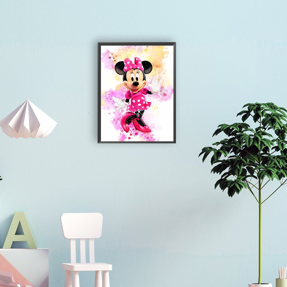 Watercolor Disney Minnie Mouse - Full Round Drill Diamond Painting 30*40CM