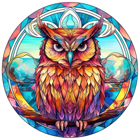 Owl Glass Painting - Full Round Drill Diamond Painting 30*30CM