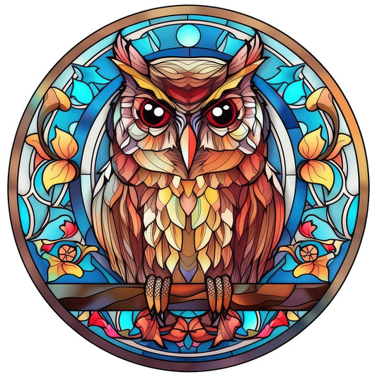 Owl Glass Painting - Full Round Drill Diamond Painting 30*30CM