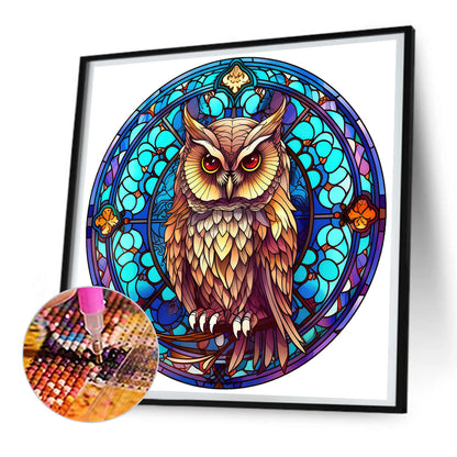 Owl Glass Painting - Full Round Drill Diamond Painting 30*30CM