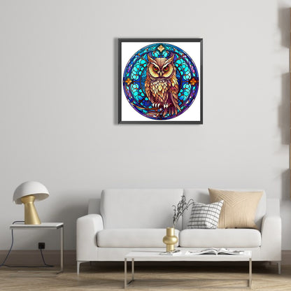 Owl Glass Painting - Full Round Drill Diamond Painting 30*30CM