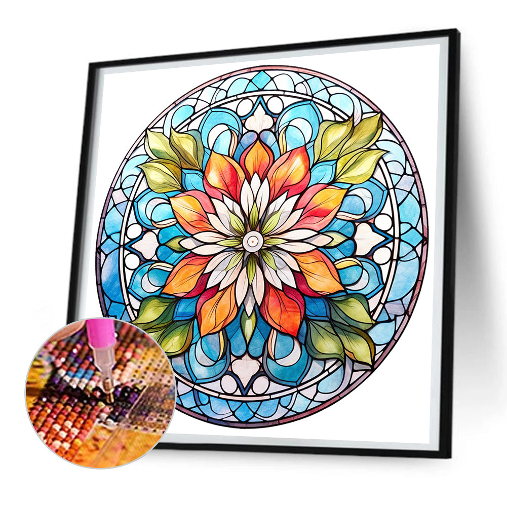 Flower Glass Painting - Full Round Drill Diamond Painting 30*30CM